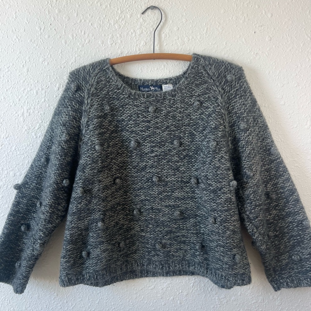 Hunters Run Gray Wool Blend Bobble Knit Sweater M